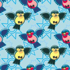 Seamless pattern with funny birds