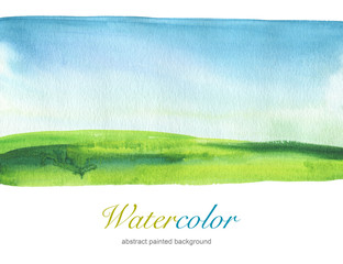 Obraz premium Abstract watercolor hand painted landscape background. Textured