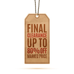 Realistic paper vintage price tag