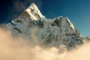 Evening view of Ama Dablam with beautiful cloud