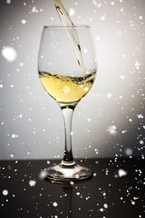 Composite image of snow falling