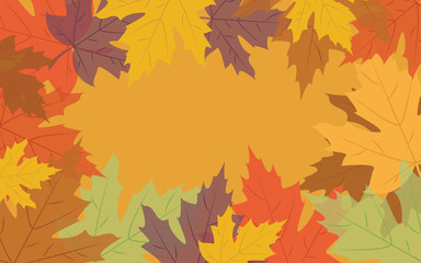 Naklejka na ściany i meble Autumn background with colorful leaves, vector