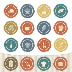 Food and drink icon set,Retro button