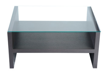 Glass table against white background