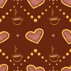 Coffee with delicious heart shaped cookies