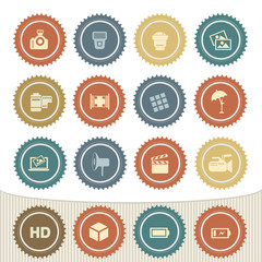 Camera icon set,Retro button