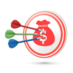 financial concept target with darts hitting on it