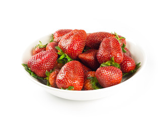 fresh strawberries in white bowl