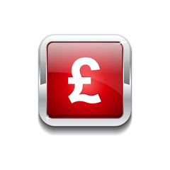 Pound Currency Sign Square Vector Red Web Icon Button
