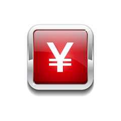 Yen Currency Sign Rounded Rectangular Vector Red Web Icon Button