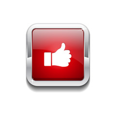 Thumbs Up Rounded Rectangular Vector Red Web Icon Button