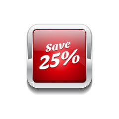 save 25 Percent Glossy Shiny Rounded Rectangular Vector Button