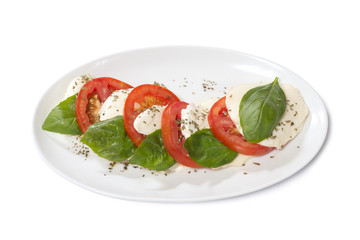 caprese on a white plate