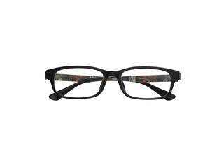 Black full frame glasses isolation on white