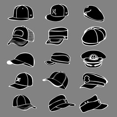 cap set isolated on white hat icon vector baseball rap