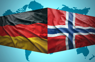 Waving Norwegian and German flags