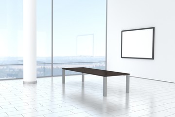 Raum leer hell modern mit Bilderrahmen Tisch