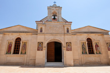 Fototapeta na wymiar Facade of the Monastery of Panagia Kalyviani.Crete, Greece.