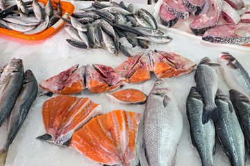 Different kinds of fish for sale