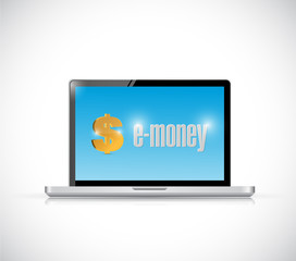 laptop and e-money illustration design