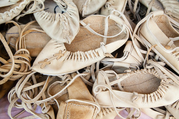 hand-made traditional leather shoes for villagers
