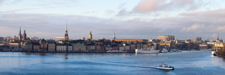 panorama of the embankment of the Old city in Stockholm