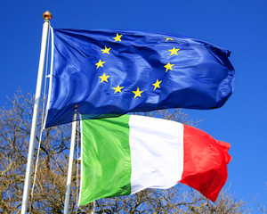 European and Italian flags