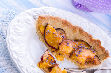 Nectarine tarte with lavender and honey