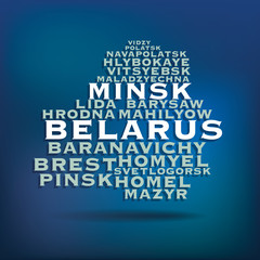 Belarus map made with name of cities