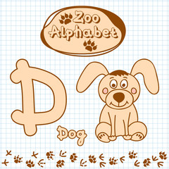 Colorful children's alphabet with animals, dog