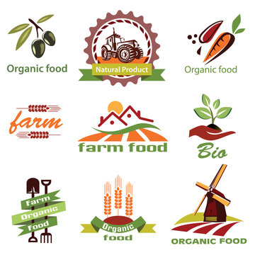 farm, agriculture icons, labels collection, set#1