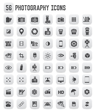 56 Photography icons,black buttons