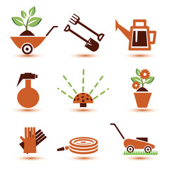 garden tools icons set