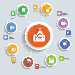 Photography info graphic design, vector