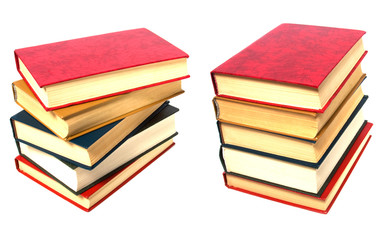 book stack isolated on the white ..