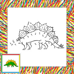 Funny cartoon stegosaurus dot to dot