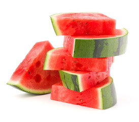 Sliced ripe watermelon isolated on white background cutout
