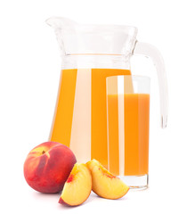 Peach fruit juice in glass jug