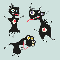 Happy monsters vector images. Set 13