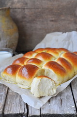 Homemade dinner rolls, selective focus