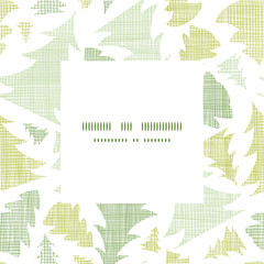Green Christmas trees silhouettes textile frame square pattern