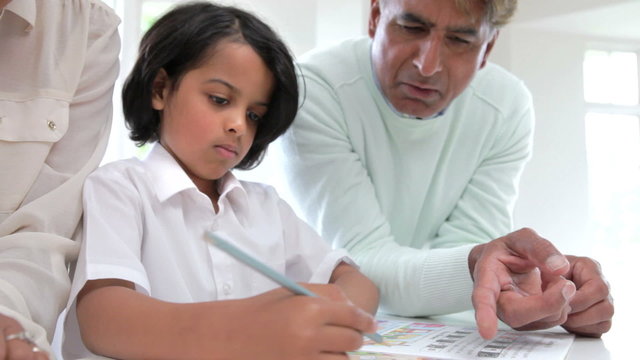 Grandparents Helping Grandchildren With Homework