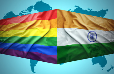 Waving Indian and Gay flags
