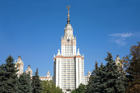 Moscow State University building in bright summer day