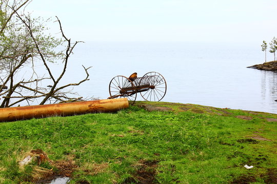 The cart near the lake, Valaam Island, Russia