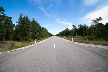 driving empty highway in summer