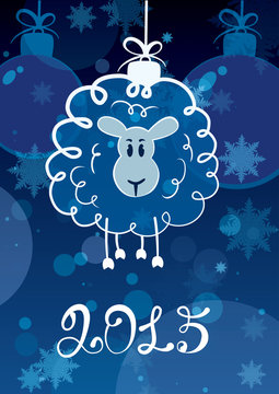 Funny sketching sheep - symbol of the New Year 2015. Vector post