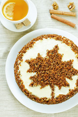 carrot cake with raisins, walnuts and butter cream