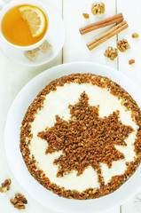 carrot cake with raisins, walnuts and butter cream