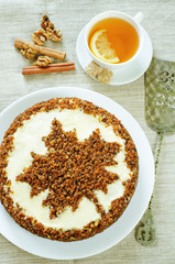 carrot cake with raisins, walnuts and butter cream